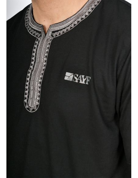 T-shirt mi-long SAYF artisanat (noir)